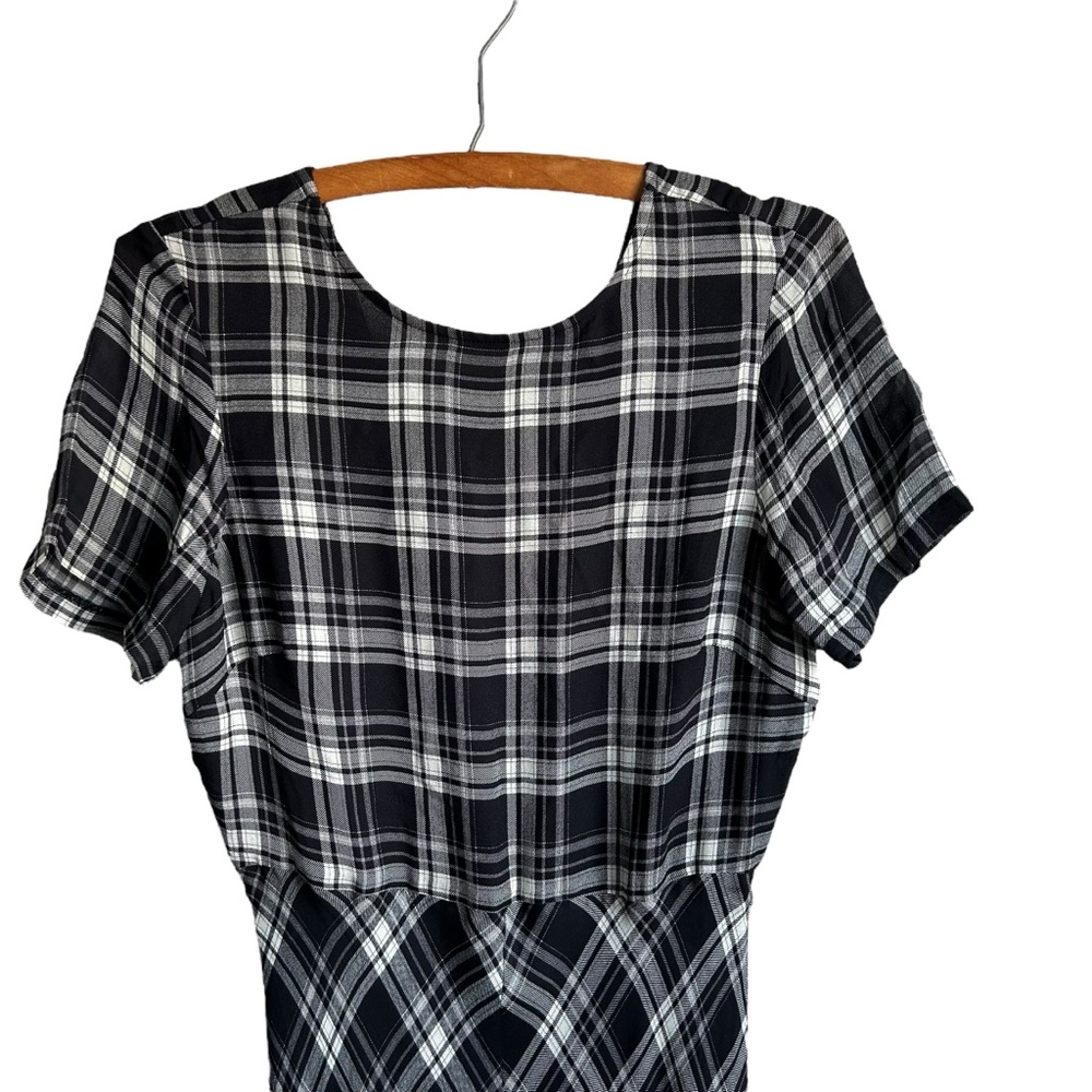 NWT J. Crew Chiffon Maxi Dress in Berkshire Plaid Womens 4 Black White - Picture 3 of 8